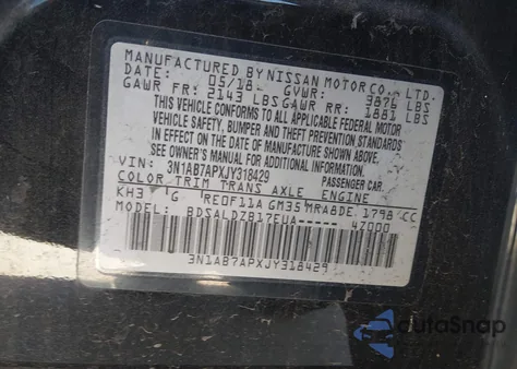 2018 Nissan Sentra Sv из США, поврежденный, VIN 3N1AB7APXJY318429